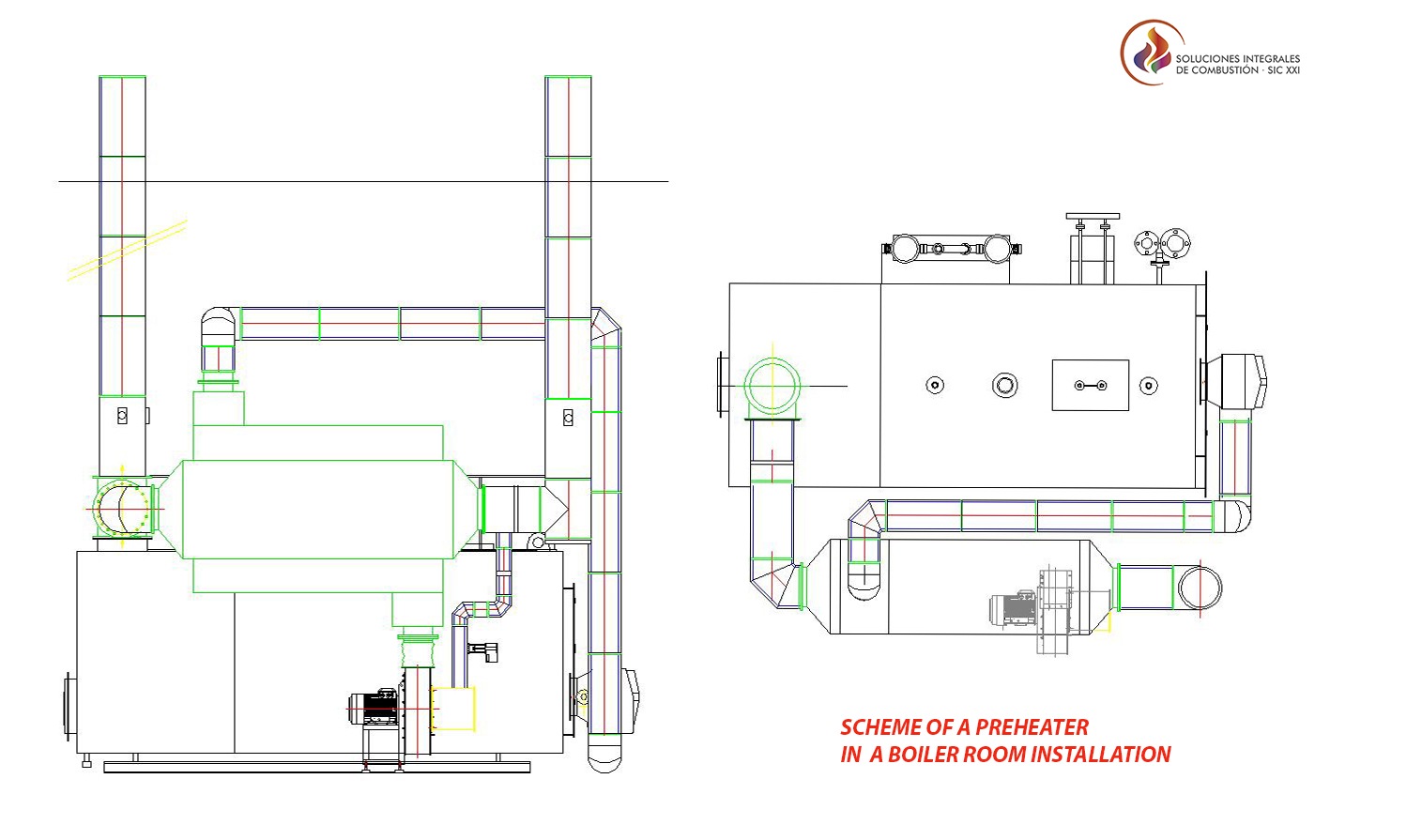 Scheme of a Preheater in a Boiler Installation. Soluciones Integrales de Combustion