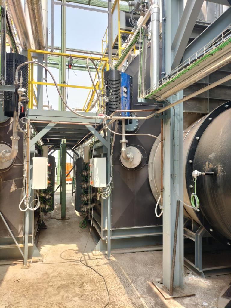 Acoustic cleaning systems in an olive pomace treatment plant - Soluciones Integrales de Combustion